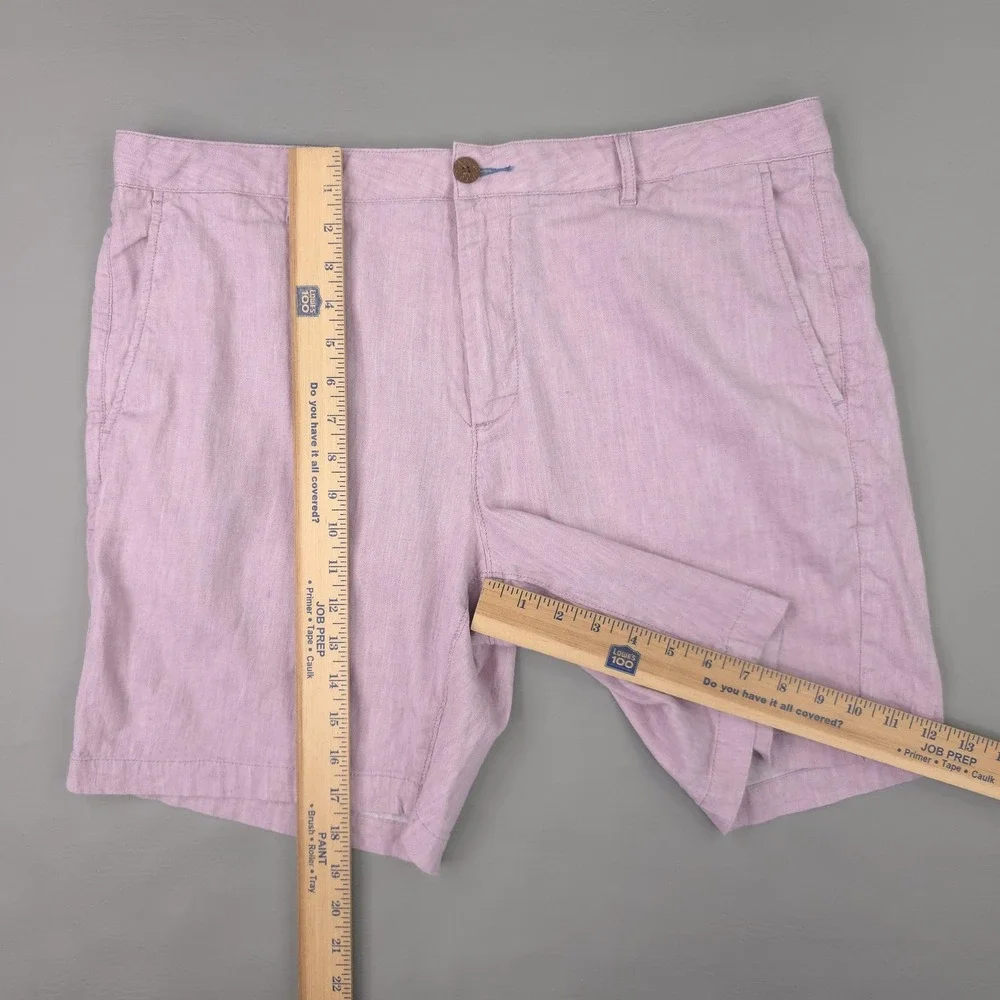 Faherty Shorts Mens 36 Pink Linen Cotton Stretch‎ Chino 7 Inch Summer Casual